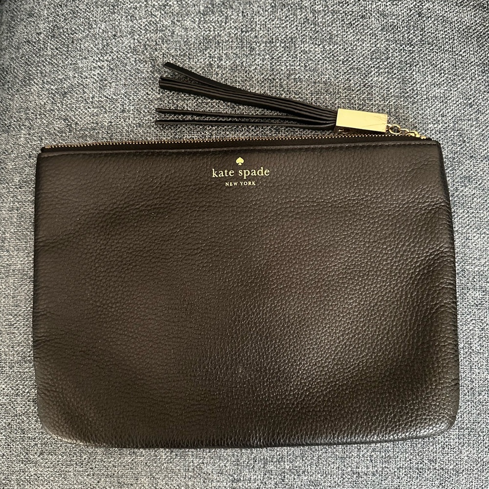 Kate Spade Black Pebbled Leather Pouch